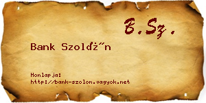 Bank Szolón névjegykártya